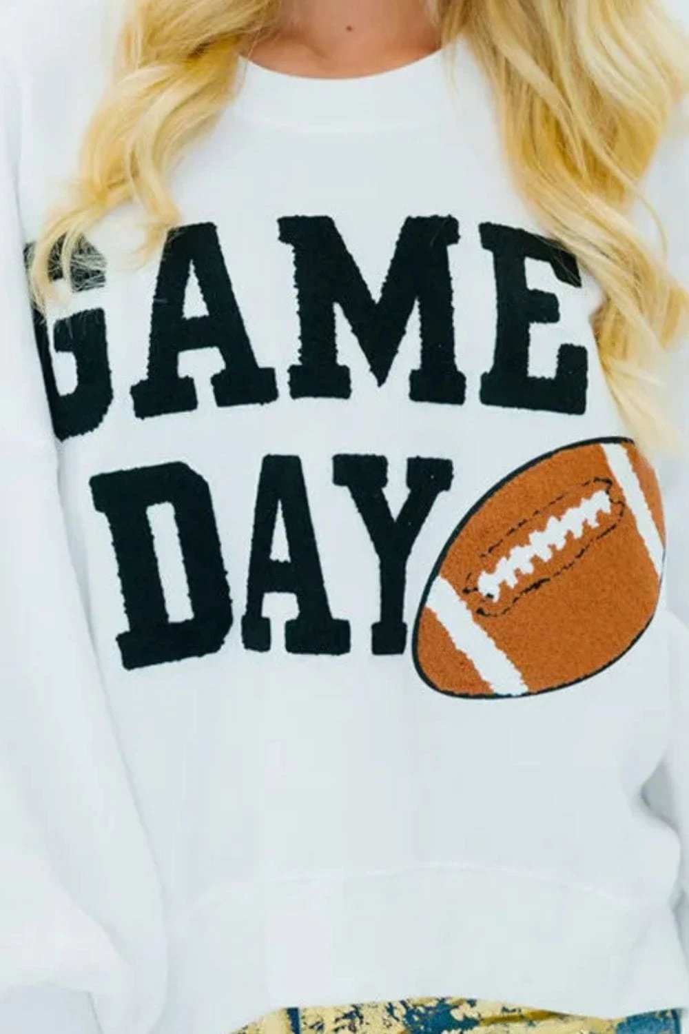 GAME DAY Round Neck Long Sleeve Sweatshirt - Trendsi - Flyclothing LLC