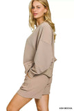 Zenana Ribbed Round Neck Pullover and Shorts Set - Trendsi - Flyclothing LLC