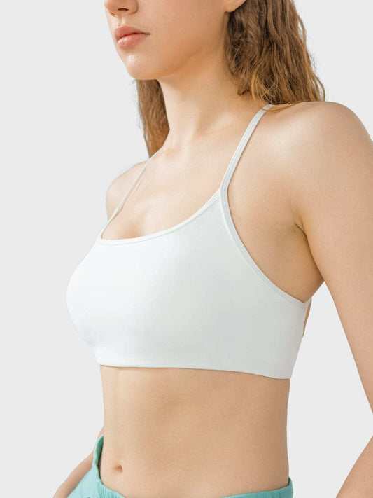 Millennia Crisscross Back Scoop Neck Active Cami with Detachable Chest Pads - Trendsi - Flyclothing LLC