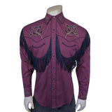 Rockmount Ranch Ware Men's Vintage Burgundy Fringe Embroidered Western Shirt - Rockmount Clothing - Flyclothing LLC