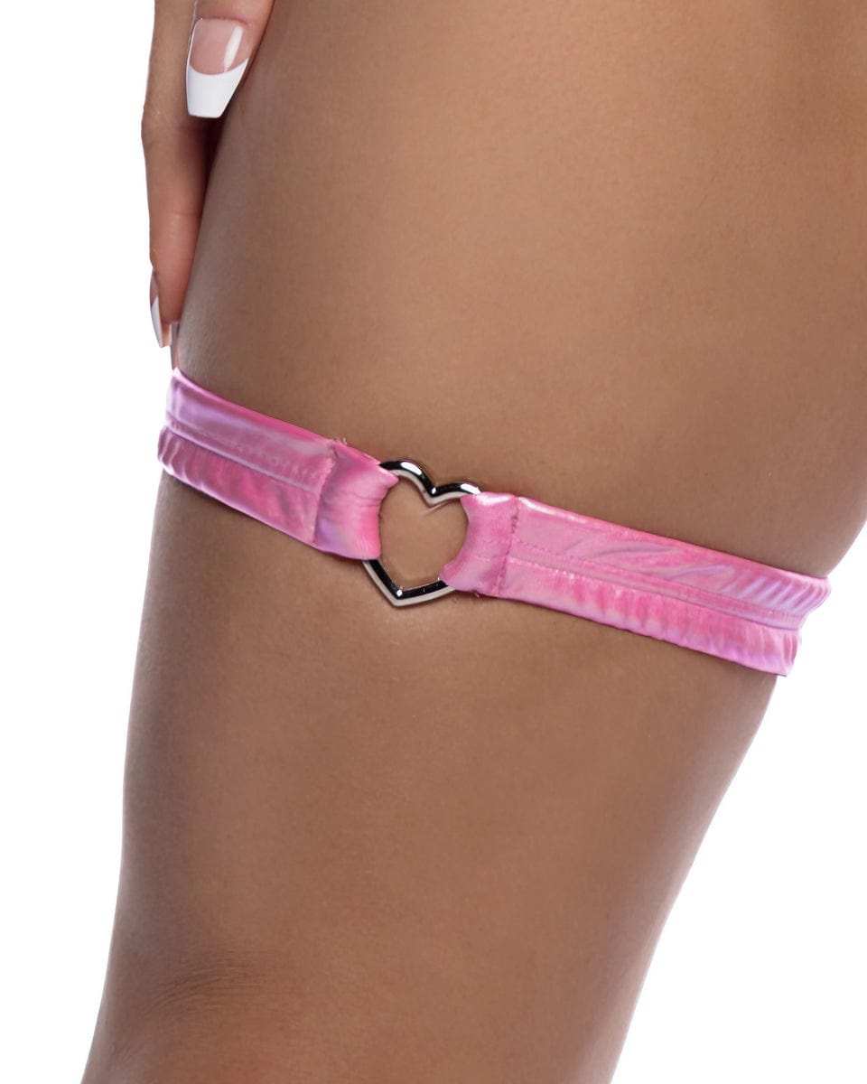 Roma Costume 6727 Metallic Iridescent Garter with Heart Shaped Hardware - Roma Costume - Flyclothing LLC