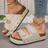 PU Leather Studded Platform Sandals - Trendsi - Flyclothing LLC