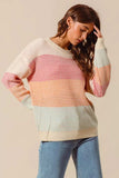 SO ME Multi Color Block Long Sleeve Sweater - Trendsi - Flyclothing LLC