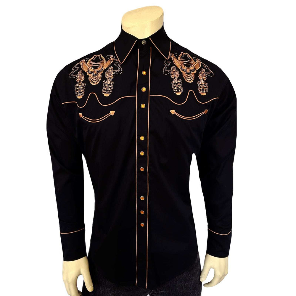 Rockmount Ranch Ware Men's Black Dead Cowboy Guns Blazing Embroidered Western Shirt - Rockmount Clothing - Flyclothing LLC