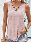 Eyelet Wide Strap Tank - Trendsi - Flyclothing LLC