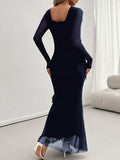 Devine Ruffled Surplice Long Sleeve Maxi Dress - Trendsi - Flyclothing LLC