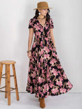 Floral V-Neck Slit Dress - Trendsi - Flyclothing LLC