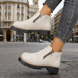 Round Toe Platform Boots - Trendsi - Flyclothing LLC