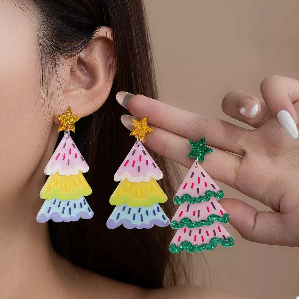 Christmas Tree Dangle Earrings - Trendsi - Flyclothing LLC