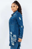 American Bazi Distressed Button Up Long Sleeve Denim Jacket - Trendsi - Flyclothing LLC