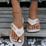 Toe Post Wedge Sandals - Trendsi - Flyclothing LLC