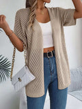Openwork Open Front Half Sleeve Cardigan - Trendsi - Flyclothing LLC