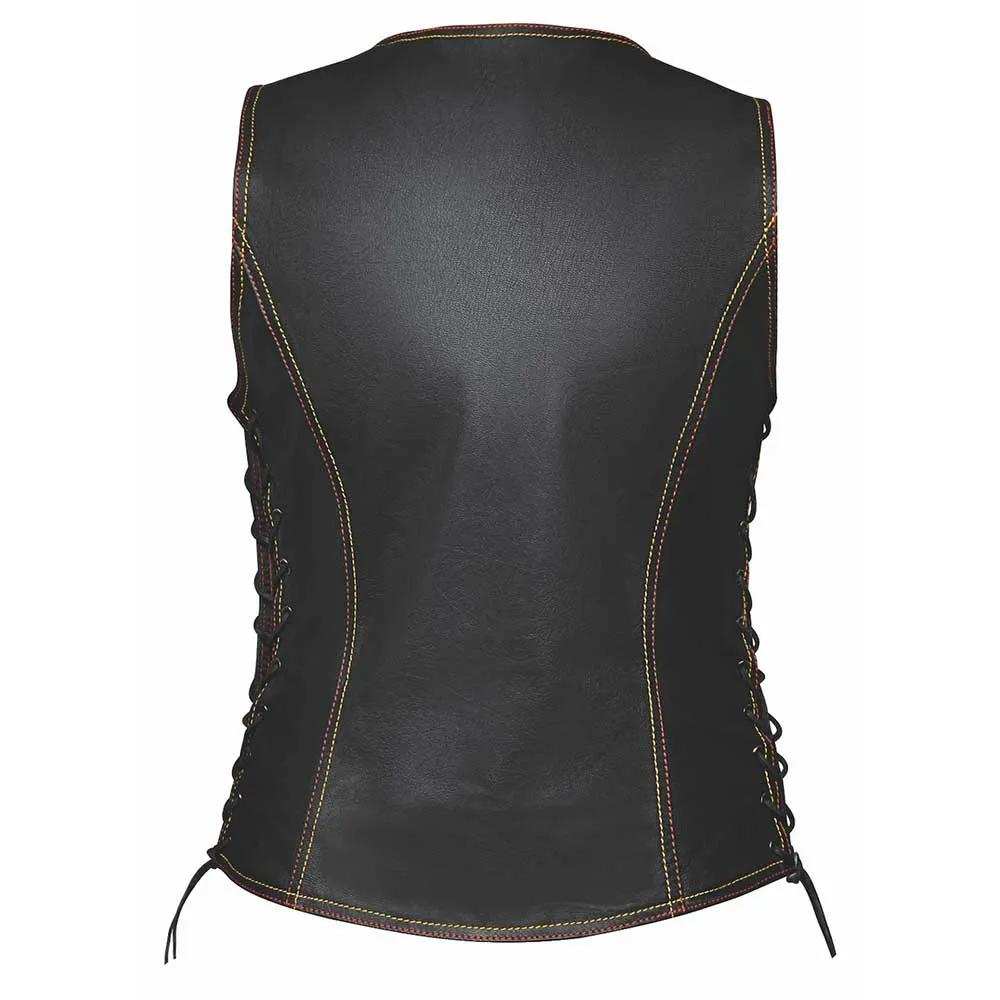 Ember - Ladies Red & Gold Paisley Liner Vest - Unik Just for Bikers - Flyclothing LLC