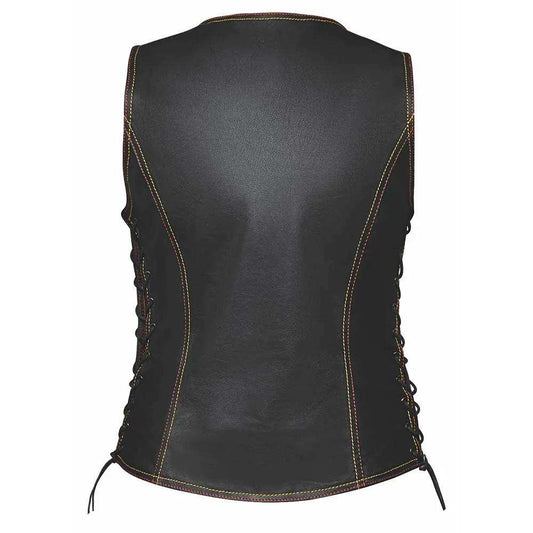 Ember - Ladies Red & Gold Paisley Liner Vest - Unik Just for Bikers - Flyclothing LLC