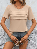 Round Neck Short Sleeve Top - Trendsi - Flyclothing LLC