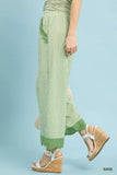 Umgee Stripe Scallop Hem Wide Leg Pants - Trendsi - Flyclothing LLC