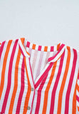 Striped Notched Flounce Sleeve Blouse - Trendsi - Flyclothing LLC
