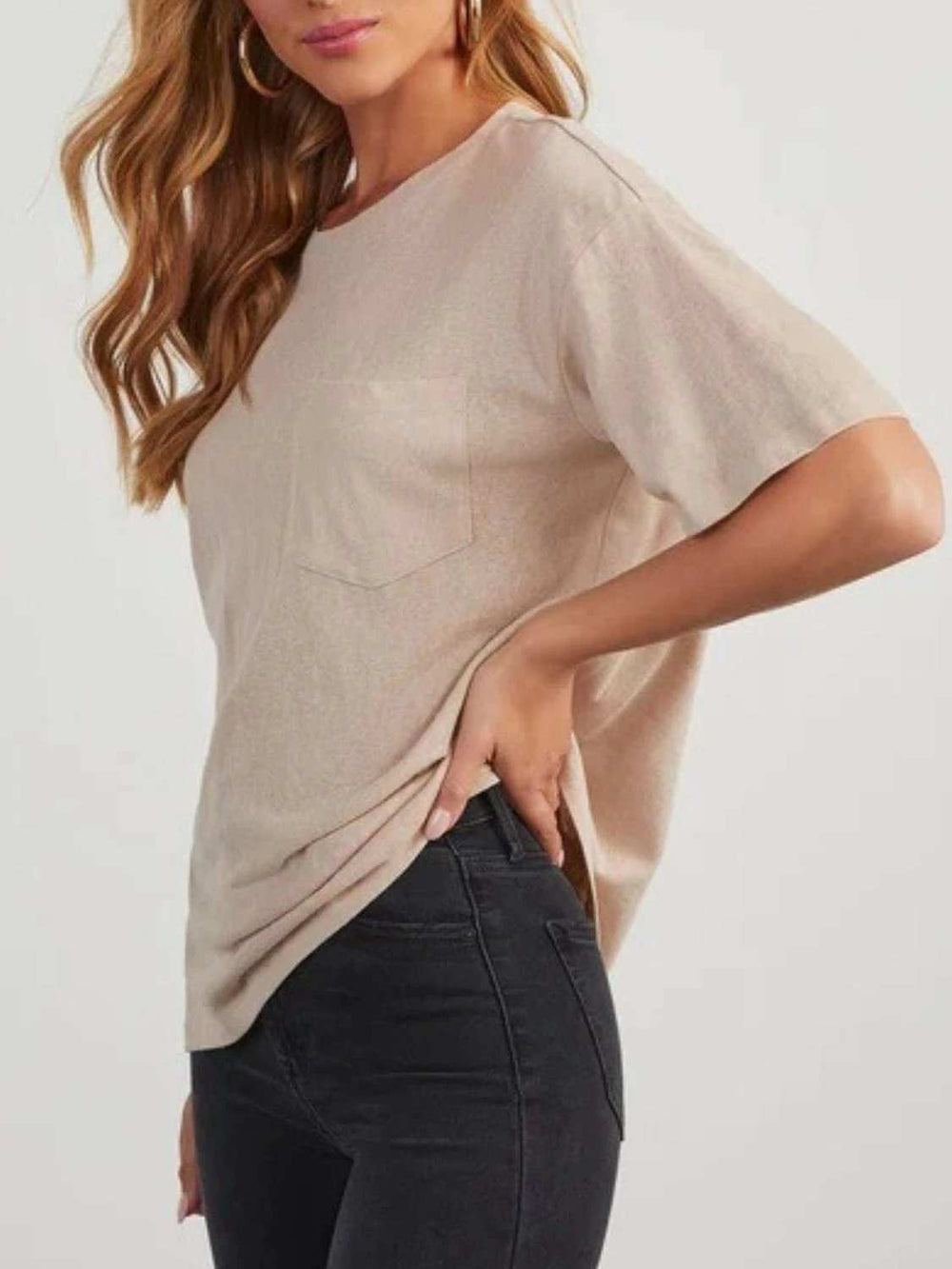 Round Neck Half Sleeve T-Shirt - Trendsi - Flyclothing LLC