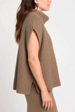 Slit Turtleneck Cap Sleeve Sweater - Trendsi - Flyclothing LLC