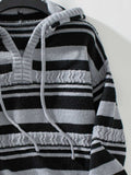 Drawstring Striped Long Sleeve Hooded Sweater - Trendsi - Flyclothing LLC
