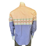 Rockmont Clothing Native Pattern Peach & Blue 2-Tone Print Western Shirt - Rockmount Clothing - Flyclothing LLC
