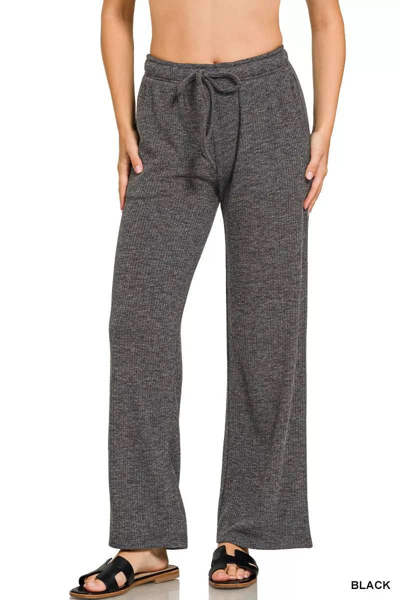Zenana Ribbed Drawstring Lounge Pants - Trendsi - Flyclothing LLC