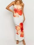 Floral Print Strapless Bodycon Maxi Dress - Trendsi - Flyclothing LLC