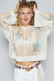 POL Star Openwork Long Sleeve Hooded Knit Cover Up - Trendsi - Flyclothing LLC