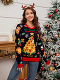 Christmas Element Round Neck Long Sleeve Sweater - Trendsi - Flyclothing LLC