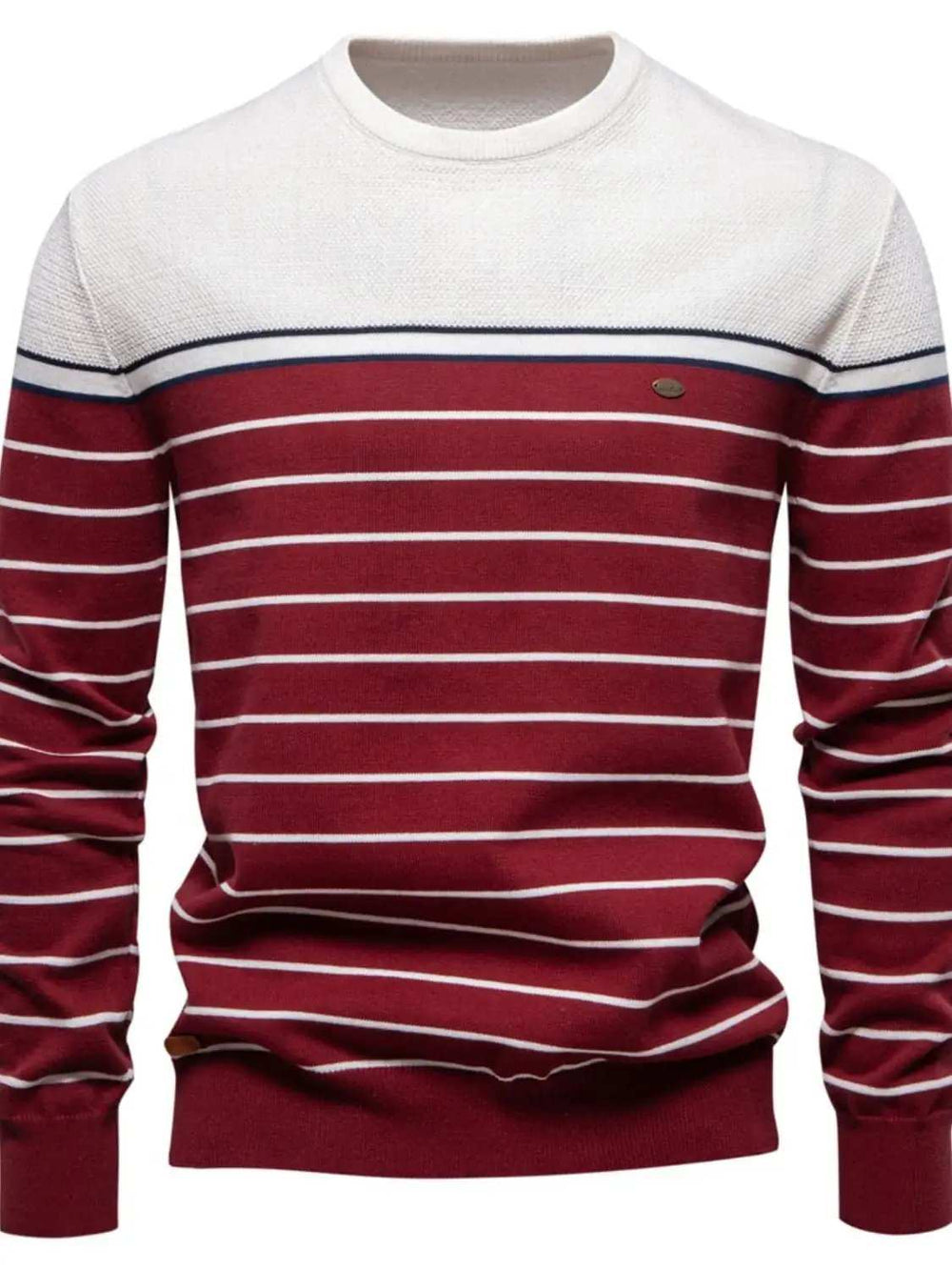 Men's Striped Round Neck Long Sleeve Sweater - Trendsi - Flyclothing LLC