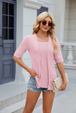Texture Square Neck Half Sleeve Blouse - Trendsi - Flyclothing LLC