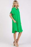 Mittoshop Button Down Flounce Sleeve Dress with Pockets - Trendsi - Flyclothing LLC