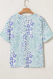 Leopard Print V Neck Short Sleeve Blouse - Trendsi - Flyclothing LLC