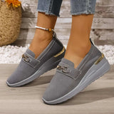 Round Toe Wedge Slip-Ons - Trendsi - Flyclothing LLC