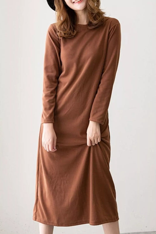 Casual Long Sleeve Midi Dress - Trendsi - Flyclothing LLC