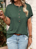 Half Button Short Sleeve Top - Trendsi - Flyclothing LLC