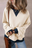 Contrast Round Neck Long Sleeve Sweatshirt - Trendsi - Flyclothing LLC