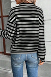 Striped Half Zip Long Sleeve Top - Trendsi - Flyclothing LLC