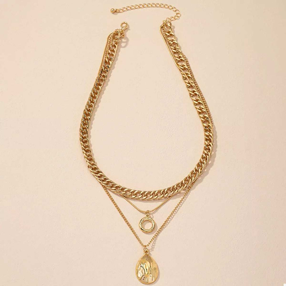 18K Gold-Plated Three-Layered Pendant Necklace - Trendsi - Flyclothing LLC