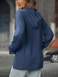 Textured Drawstring Long Sleeve Hoodie - Trendsi - Flyclothing LLC