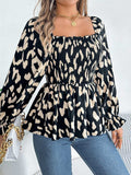 Square Neck Flounce Sleeve Blouse - Trendsi - Flyclothing LLC