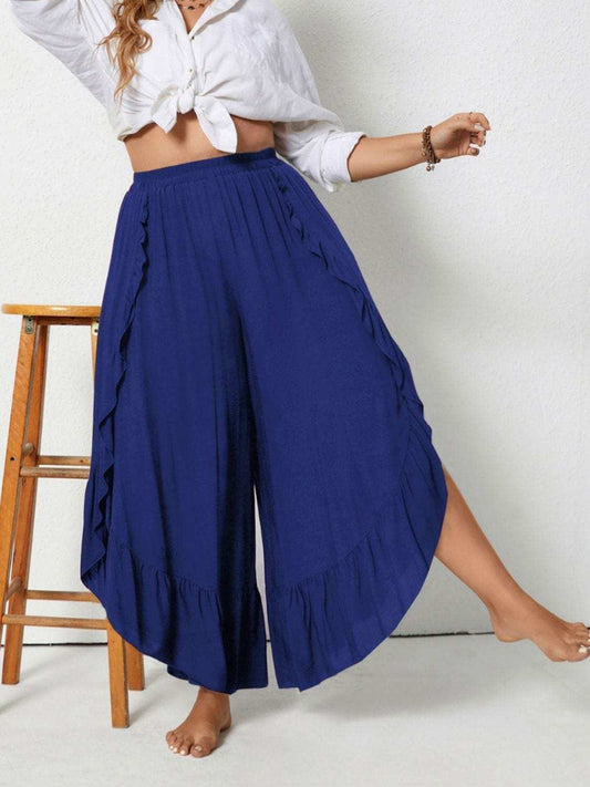 Plus Size Ruffled Wide Leg Pants - Trendsi - Flyclothing LLC