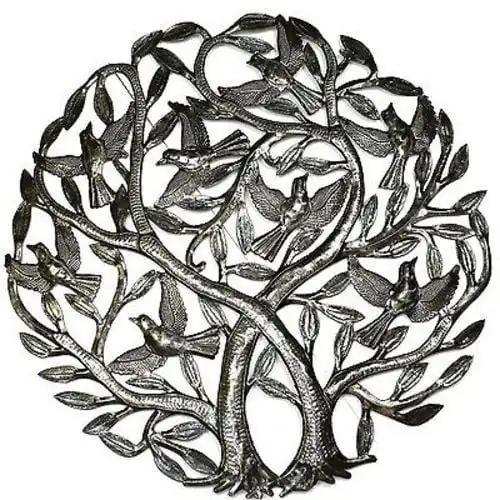 Double Tree of Life Metal Wall Art 24-inch Diameter - Croix des Bouquets - Croix des Bouquets - Flyclothing LLC
