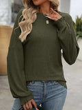 Ribbed Round Neck Long Sleeve T-Shirt - Trendsi - Flyclothing LLC