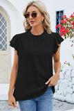 Ruffled Round Neck Cap Sleeve Blouse - Trendsi - Flyclothing LLC
