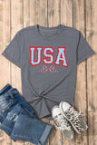 USA Round Neck Short Sleeve T-Shirt - Trendsi - Flyclothing LLC
