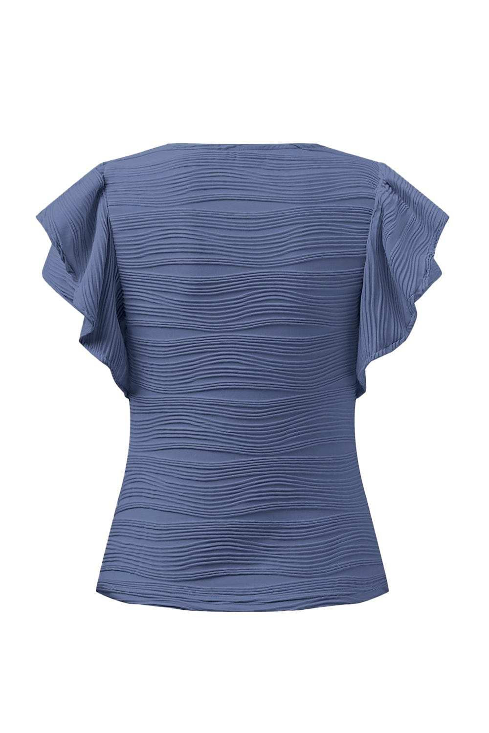 Textured Round Neck Cap Sleeve Top - Trendsi - Flyclothing LLC