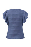 Textured Round Neck Cap Sleeve Top - Trendsi - Flyclothing LLC