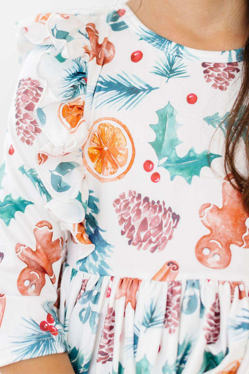 Classic Christmas 3/4 Sleeve Ruffle Twirl Dress - Mila & Rose ® - Flyclothing LLC