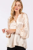 SAGE + FIG Notched Long Sleeve Blouse - Trendsi - Flyclothing LLC